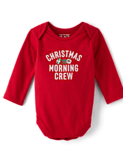Baby Christmas Matching FamilyMorning Crew Graphic Bodysuit