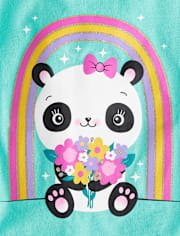 Baby And Toddler Girls Panda Rainbow Graphic Tee
