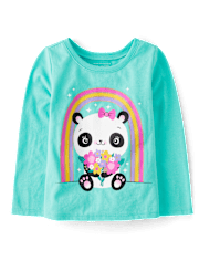 Baby And Toddler Girls Panda Rainbow Graphic Tee