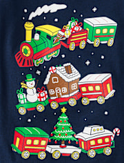 Baby And Toddler Boys Christmas Village Train Graphic Tee