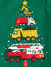 T-shirt graphique pour bébés et tout-petits garçons, motif véhicules et sapin de Noël