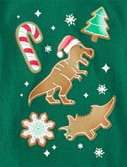 Baby And Toddler Boys Christmas Dino Cookies Graphic Tee