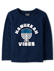 Baby And Toddler Boys Glow Hanukkah Vibes Graphic Tee