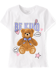 Girls Kind Teddy Bear Graphic Tee