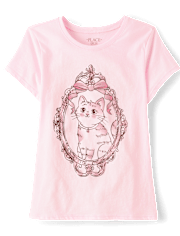 Girls Cat Mirror Graphic Tee