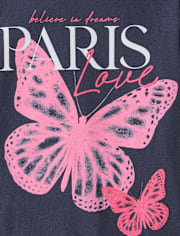 Girls Butterfly Paris Graphic Tee