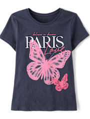 Girls Butterfly Paris Graphic Tee