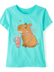 Girls Capybara Tumbler Graphic Tee