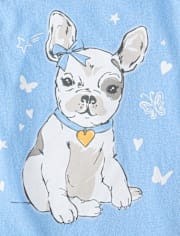 Girls Dog Butterflies Graphic Tee