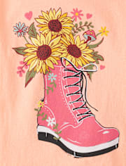 Girls Flower Boot Graphic Tee