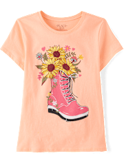 Girls Flower Boot Graphic Tee