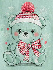 Baby And Toddler Girls Christmas Bear Graphic Tee