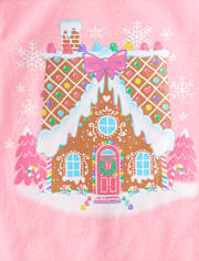 Baby And Toddler Girls Christmas Gingerbread House Graphic Tee
