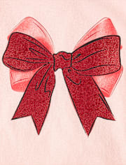 Baby And Toddler Girls Christmas Bow Graphic Tee