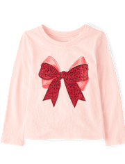 Baby And Toddler Girls Christmas Bow Graphic Tee