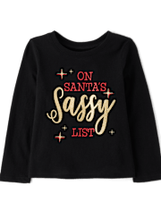 Baby And Toddler Girls Santa's Sassy List Graphic Tee