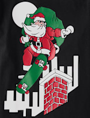 Boys Christmas Skateboard Santa Graphic Tee