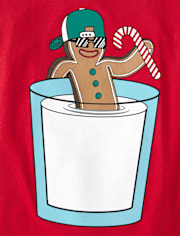 Boys Christmas Gingerbread And Milk Glass Graphic Tee