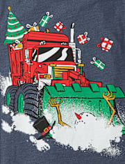 Boys Christmas Snowman Truck Graphic Tee