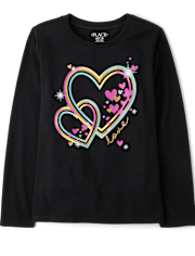 Girls Neon Hearts Graphic Tee