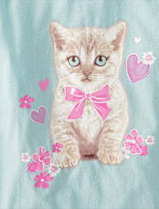 Girls Bow Cat Graphic Tee