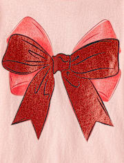 Girls Christmas Bow Graphic Tee