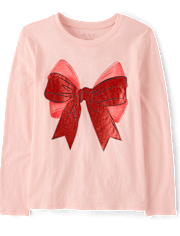 Girls Christmas Bow Graphic Tee