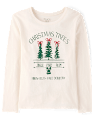 T-shirt graphique sapins de Noël pour filles