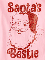 Girls Christmas Santa's Bestie Graphic Tee