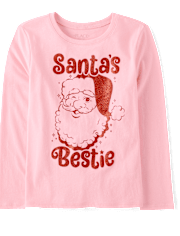 Girls Christmas Santa's Bestie Graphic Tee