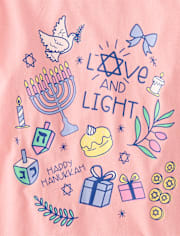 Girls Hanukkah Doodles Graphic Tee