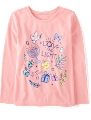 Girls Hanukkah Doodles Graphic Tee