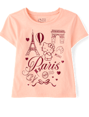 Girls Hello KittyÂ® Glitter Paris Baby Tee