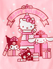Girls Hello Kitty® And Friends Glitter Happy Holidays Graphic Tee
