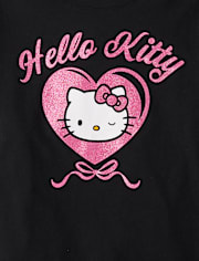 Girls Hello KittyÂ® Glitter Heart Graphic Tee