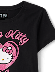 Girls Hello KittyÂ® Glitter Heart Graphic Tee