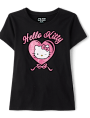 Girls Hello KittyÂ® Glitter Heart Graphic Tee