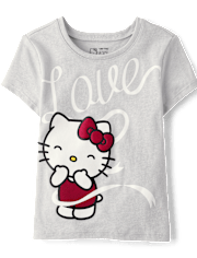 Girls Hello KittyÂ® Puff Print Love Baby Tee