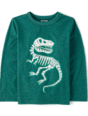 Baby And Toddler Boys Dino Skeleton Graphic Tee