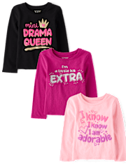 Baby And Toddler Girls Sassy Graphic Tee 3-Pack
