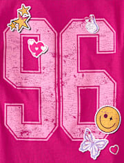 Girls Varsity Number Patches Oversized Graphic Tee