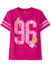 Girls Varsity Number Patches Oversized Graphic Tee