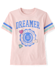 Girls Fearless Varsity Patches Oversized Graphic Tee