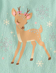 Baby And Toddler Girls Snowflake Deer Graphic Tee