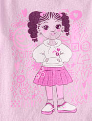 Baby And Toddler Girls Doodle Girl Graphic Tee