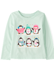 Baby And Toddler Girls Penguin Friends Graphic Tee