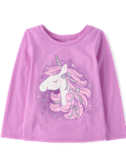 Baby And Toddler Girls Unicorn Bow Graphic Tee