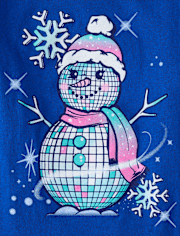 Girls Disco Ball Snowman Graphic Tee
