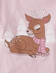 Girls Winter Deer Graphic Tee