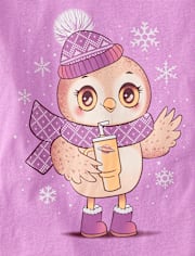 T-shirt graphique hibou d'hiver pour fille